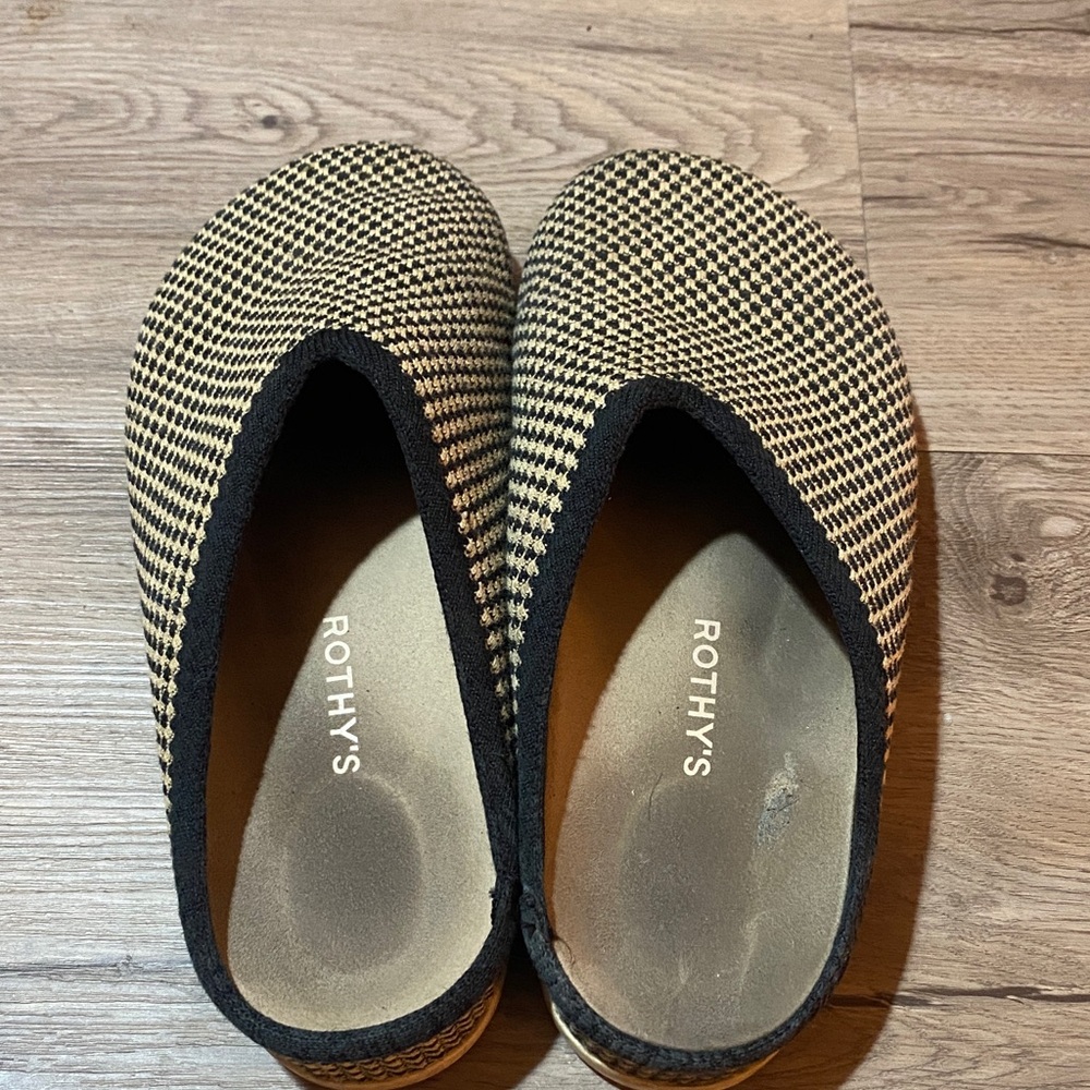 Rothy's Checkered Black and Tan Flats